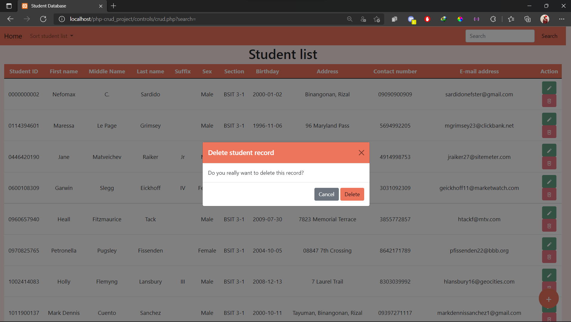 Student Management CRUD (Back-End)