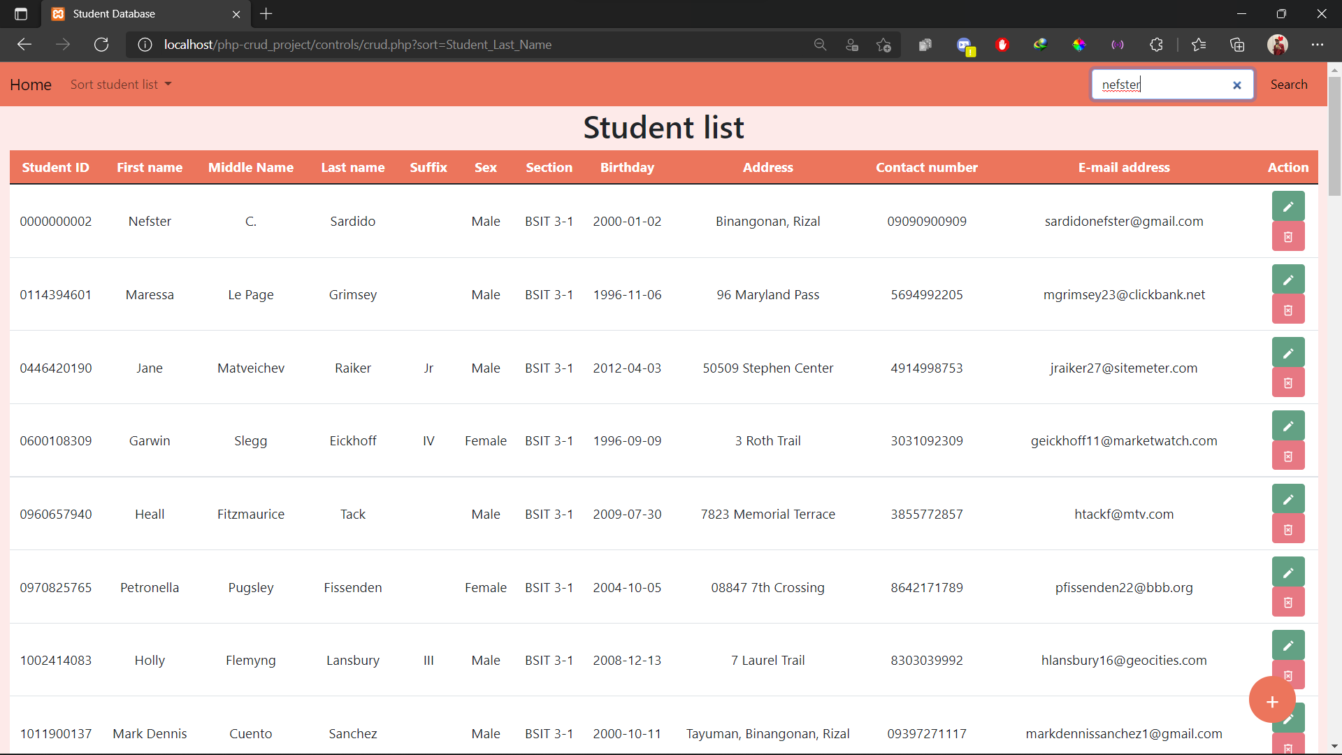 Student Management CRUD (Back-End)
